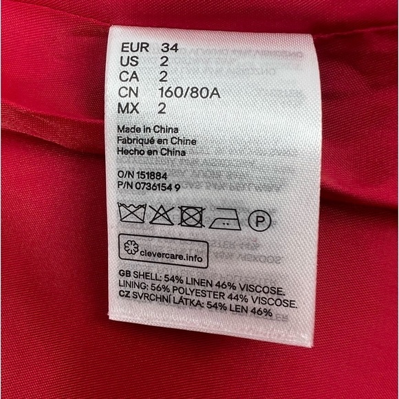 NWT H&M Red Single Button Notched Lapels Welt Front Pocket Blazer Size 2 Women's - Picture 9 of 10